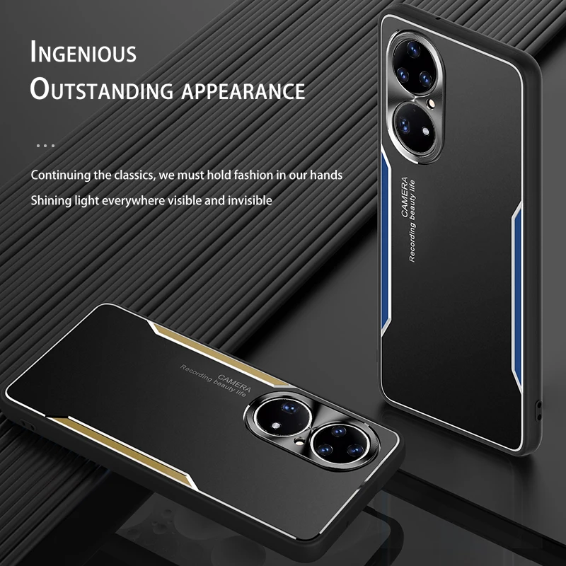 

Metal Frosted Mobile Phone Case For Huawei P50 Pro, Comfortable Hand Feel 9H Hardness Back Plate Reinforcement Anti-drop Shell