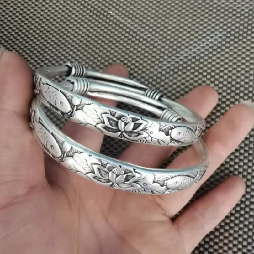 

Браслет Archaize из белой меди благословение лотос рыба пара