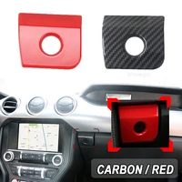 wooeight 1pc red carbon fiber armrest storage box switch panel cover fit for ford mustang 2015 2016 2020 car trim frame sticker