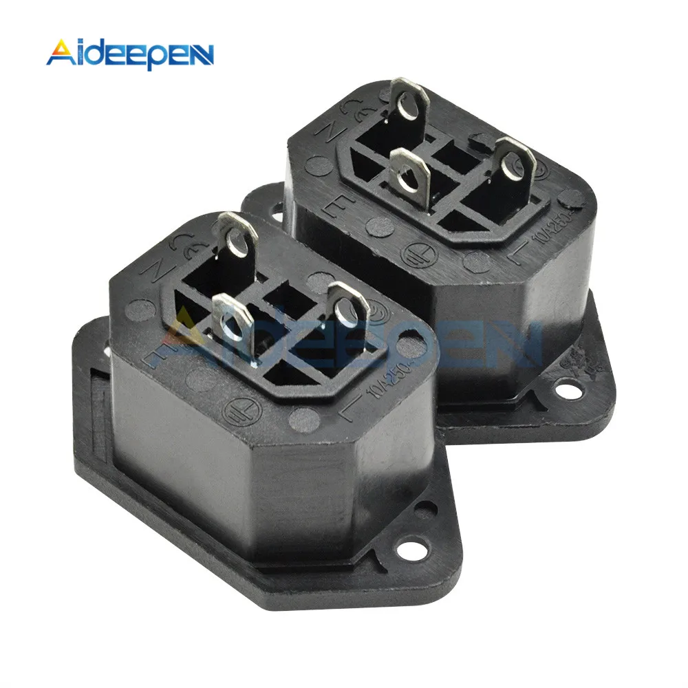 5 шт. AC-04 розетка переменного тока 250 В 10A IEC320 C14 разъём для настенного крепления Адаптер изолятор обернутый медный сердечник 3Pin винт фиксированная розетка
