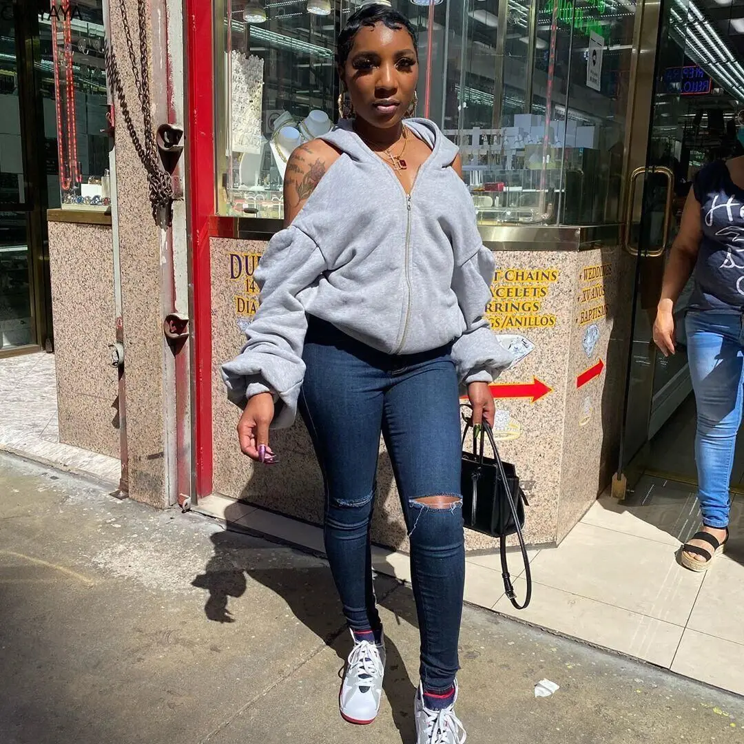 См. YAYA/осень сексуальное платье с открытой спиной капюшоном и застежкой-молнией