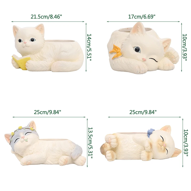 Домашний декор Забавный сад кошка резиновый мясистый цветочный горшок