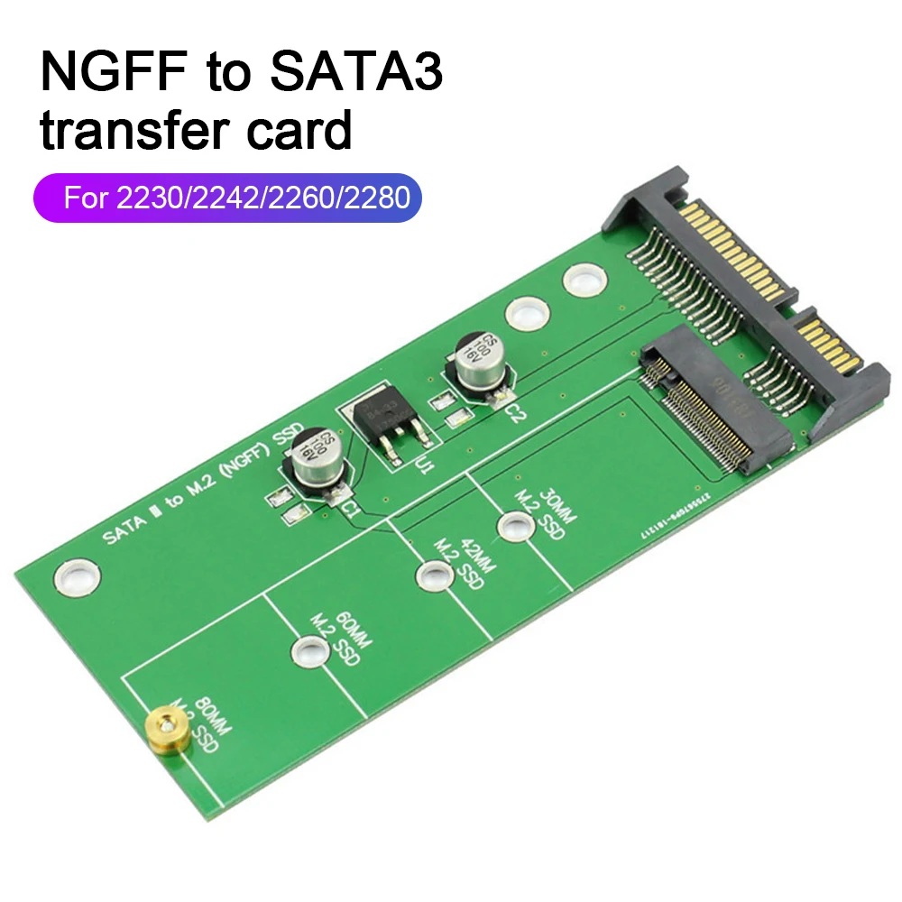 

NGFF M.2 Adapter Card M.2 NGFF SSD to 2.5in SATA 3 Converter for 2230/ 2242/ 2260/2280 Solid State Drives for Laptop Desktop