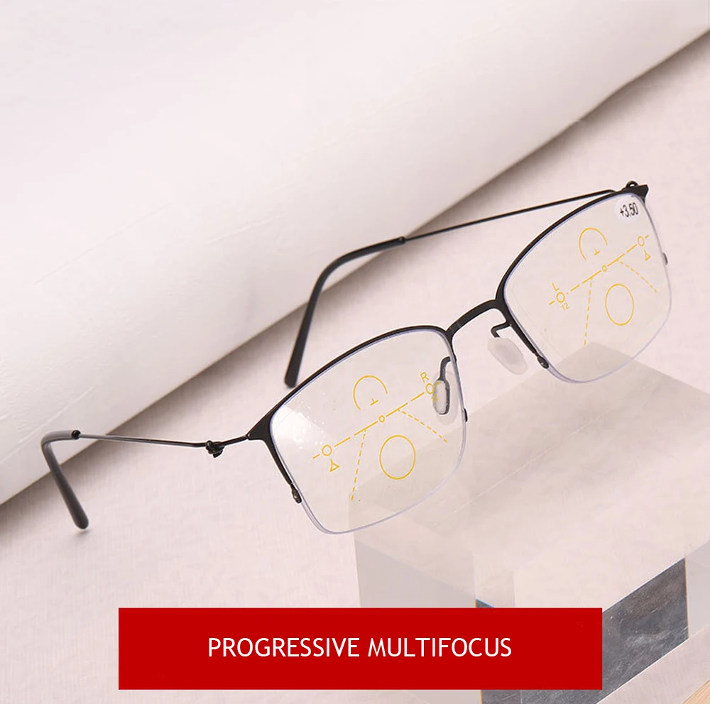 

Progressive Multifocus Ultralight Reading Glasses Women Men High Quality Spring Hinges Anti Blu Ray Anti Fatigue +1 +1.5 +2 To+4