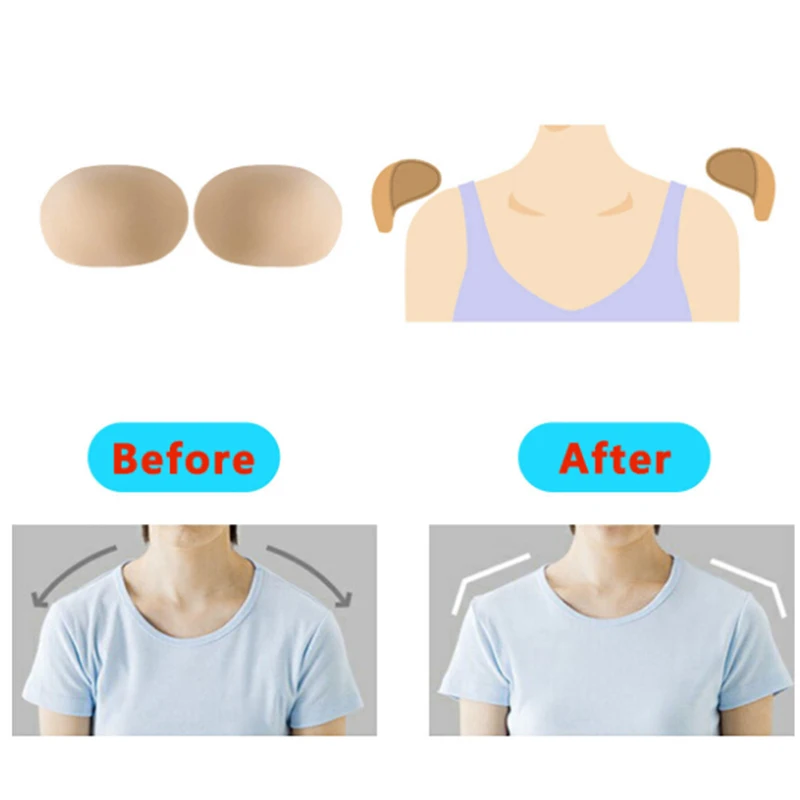 

1Pair Soft Shoulder Pads Foam Silicone Padded Shoulder Padding Shoulder Push up Pads Adhesive Shoulder Enhancer