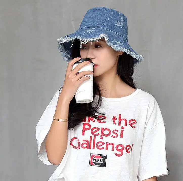 Новинка модная женская Повседневная шляпа в рыбацком стиле ВИНТАЖНАЯ ДЖИНСОВАЯ