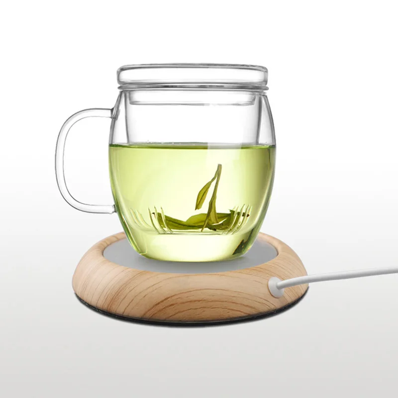 Portable USB Electric Keep Drink Warm Heater Cup Warmer Wood/Marbled Color Tea Coffee Beverage Heating Pad Mat Mugs | Дом и сад