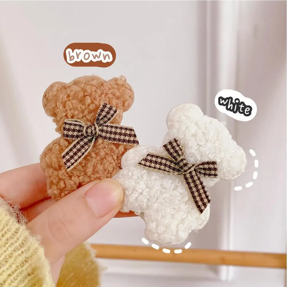 

Cute Plush Bear Hairpins Autumn Winter Cartoon Hair Female Claws Temperament Clip Kawaii Headdress Hair Accessories Side B5c9
