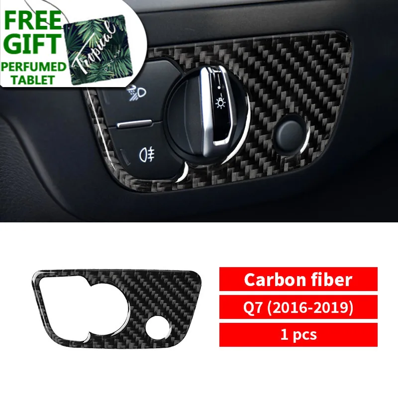 

Carbon Fiber Car Headlamp Switch Trim Refit Sticker Switch Frame Decor Stickers For Audi Q7 2016-19 Car Interior Accessories