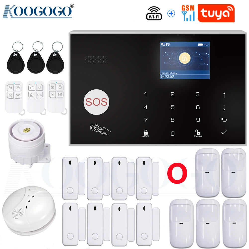 

GSM Wi-Fi беспроводное 433 МГц Φ Tuya SmartLife приложение с детектором дыма дверной датчик работает с Alexa и Google