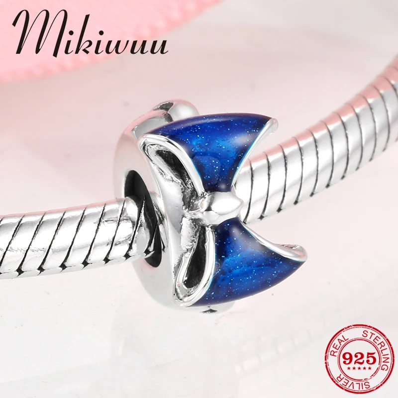 925 стерлингового серебра моды лук синий сверкающая эмаль пробкой разделитель