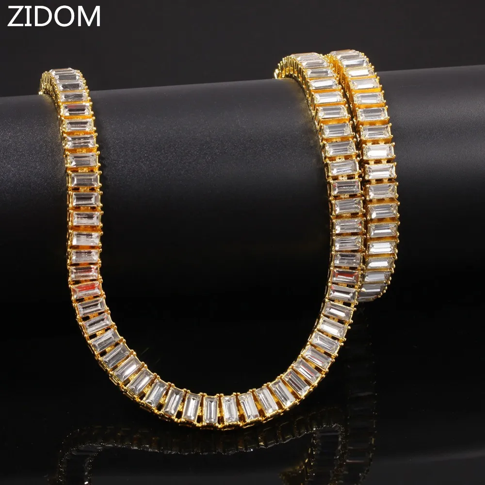 Мужская цепочка в стиле хип хоп сверкающая цепь с квадратными камнями ожерелье