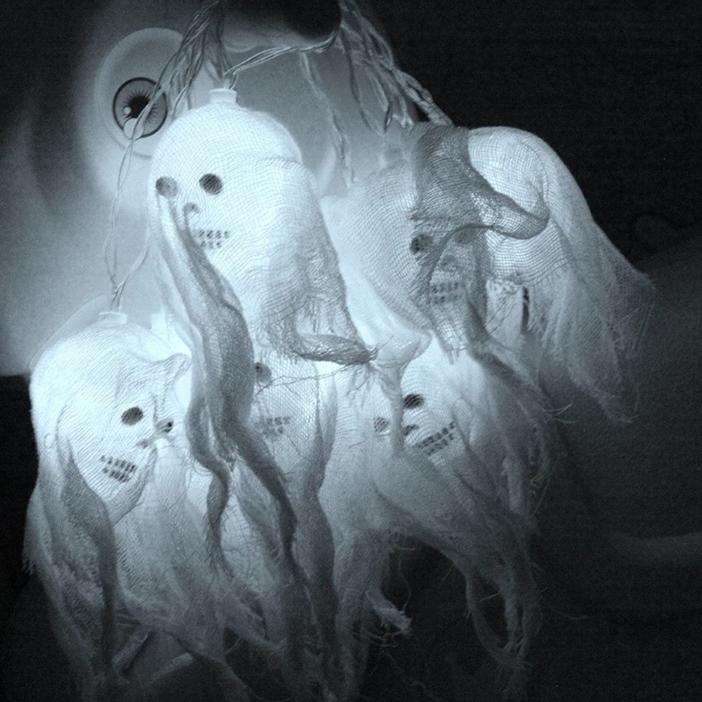 LED Light String Ghost Skull Halloween Decor Horrible Haunted House Decoration Cold White Lights for Bedroom | Лампы и освещение