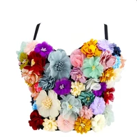 sexy 3d flowers crop top yk2 clothing fairy grunge corset top festival outfit rave club for women party elegant sweet bra