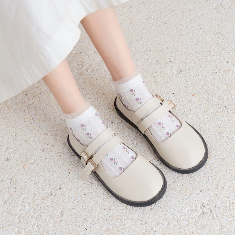 Embossed Obscure Sweet Women Thin Shallow-Mouth Boat Socks Spring Summer Cute Short-Tube Cotton Female Ankle Socks Ladies Y1AC