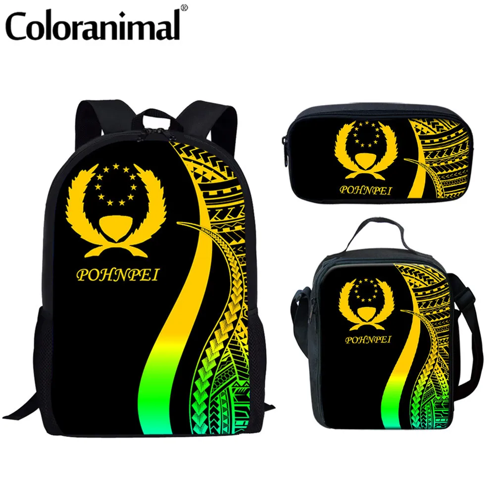 Coloranimal Gradient Color Pohnpei Polynesian Pattern Student Kid Backpack 3Pcs Teenage Boys Girls School Bag Set Daily Bolsa | Багаж и