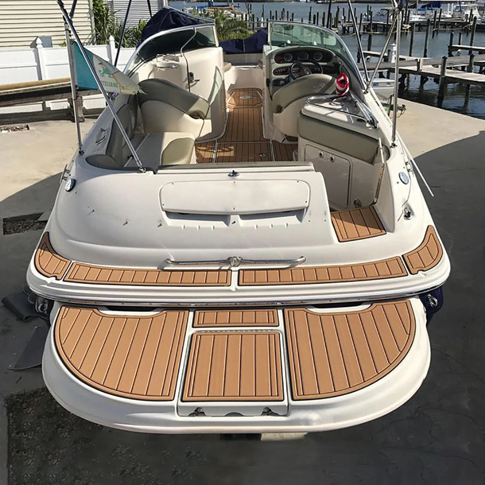 

EVA Teak Decking Sheet Boat Flooring Fit For Yacht Dark Brown And Light Gray Teak Yacht Flooring Imitation Wood Floor Pad