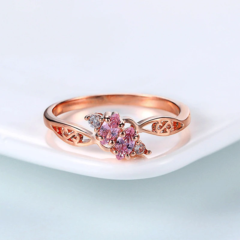 Изысканные роскошные кольца из розового золота для женщин простые