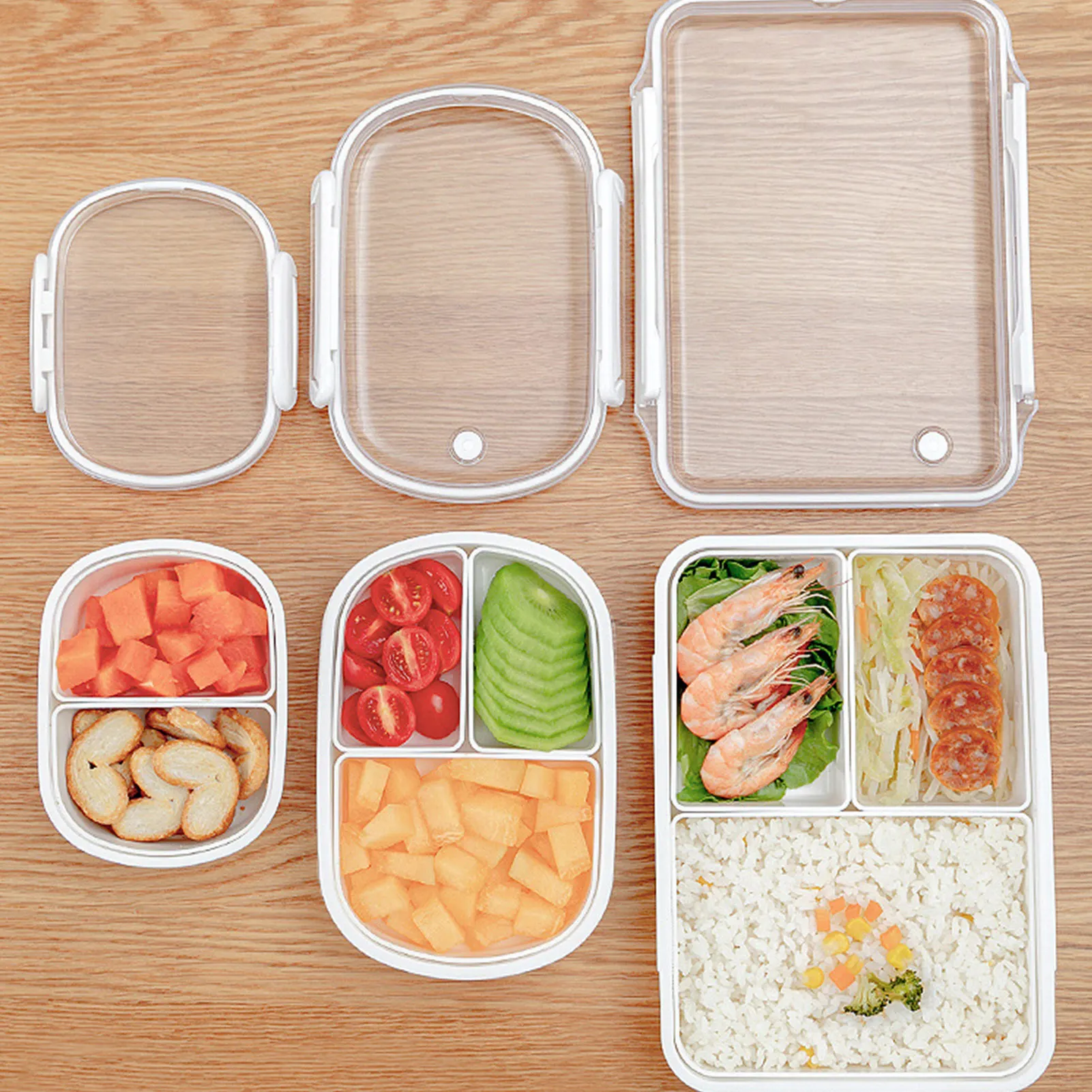 Портативный контейнер Bento с 3 отделениями для хранения пищи микроволновой печи
