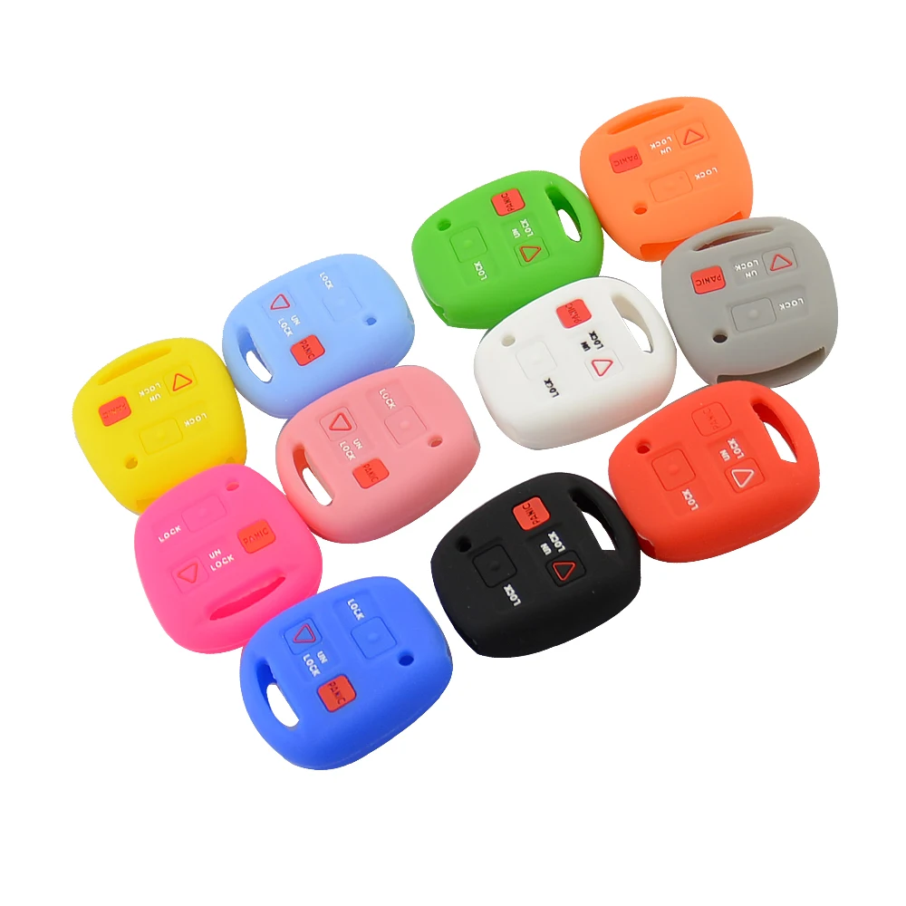 Okeytech 2+1 Buttons Silicone Car Key Case Cover Shell For Toyota Land Cruiser Avensis Camry Corolla FJ Lexus With Panic | Автомобили и