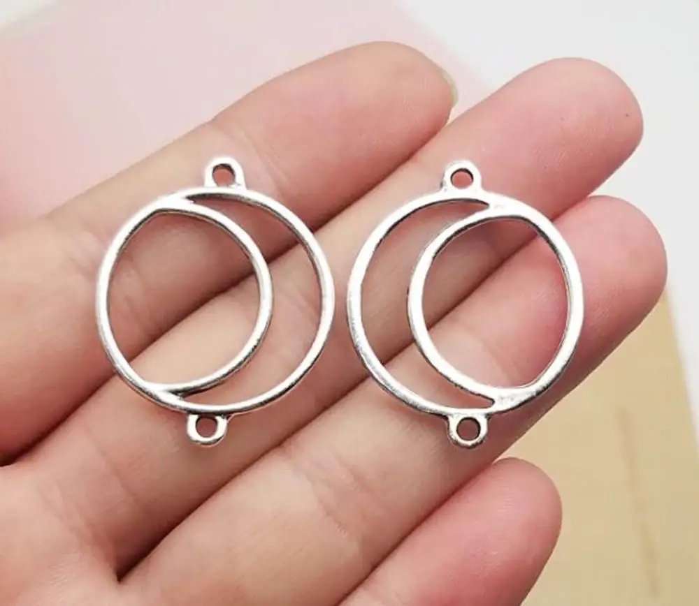 Соединитель в виде полумесяца с посеребренным покрытием под старину 20 шт./лот 31x26