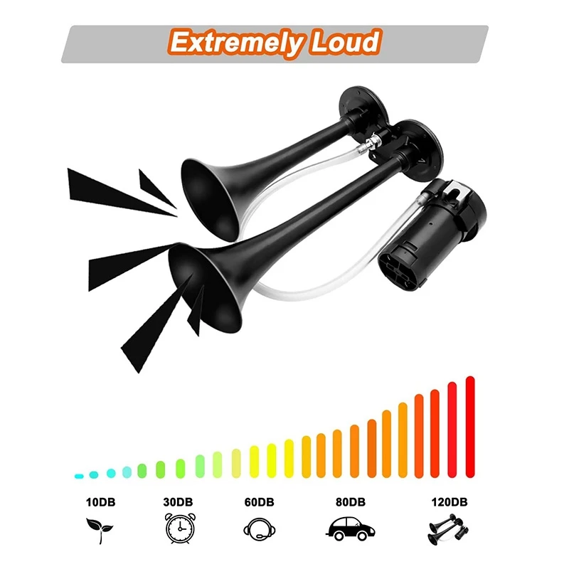 

Air Car Truck Black Horn for Any 12V Vehicles Trucks Lorries Trains Boats Cars