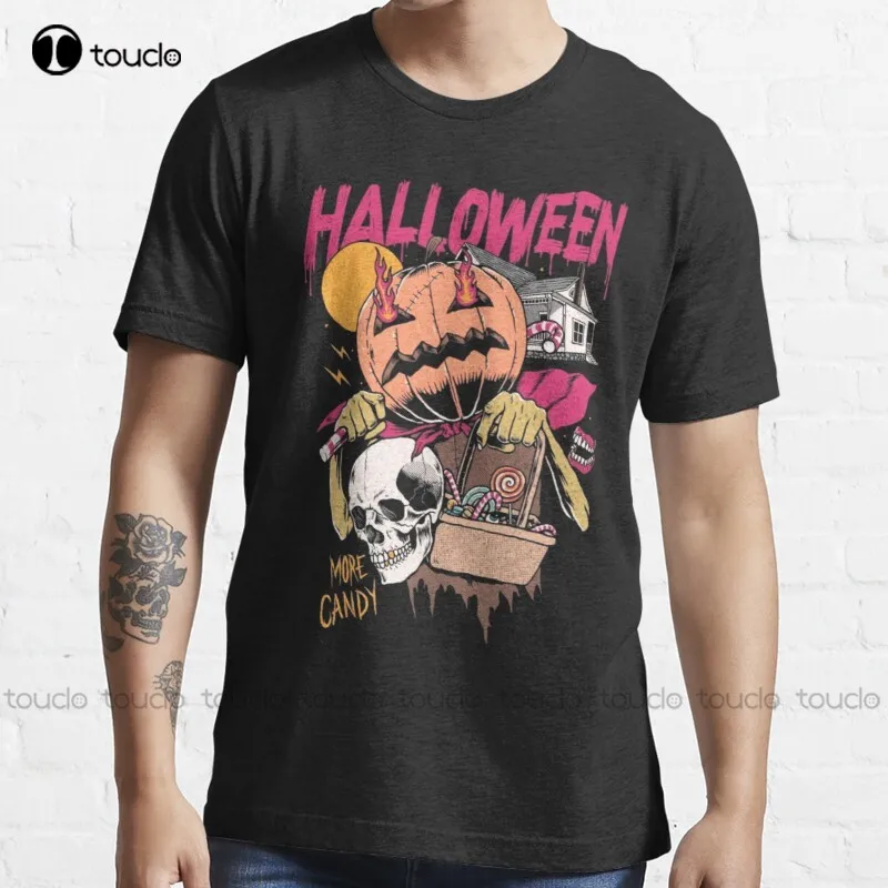 

New Halloween Horror Spooky Horror October Scary Pumpkin Trick Or Treat T-Shirt T-Shirts For Men Cotton Tee Shirt S-3Xl