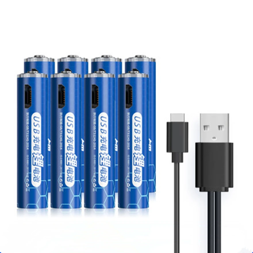 

8PCS New original 1.5V 1000mWh AAA rechargeable battery USB lithium rechargeable battery with Micro USB cable for fast charging