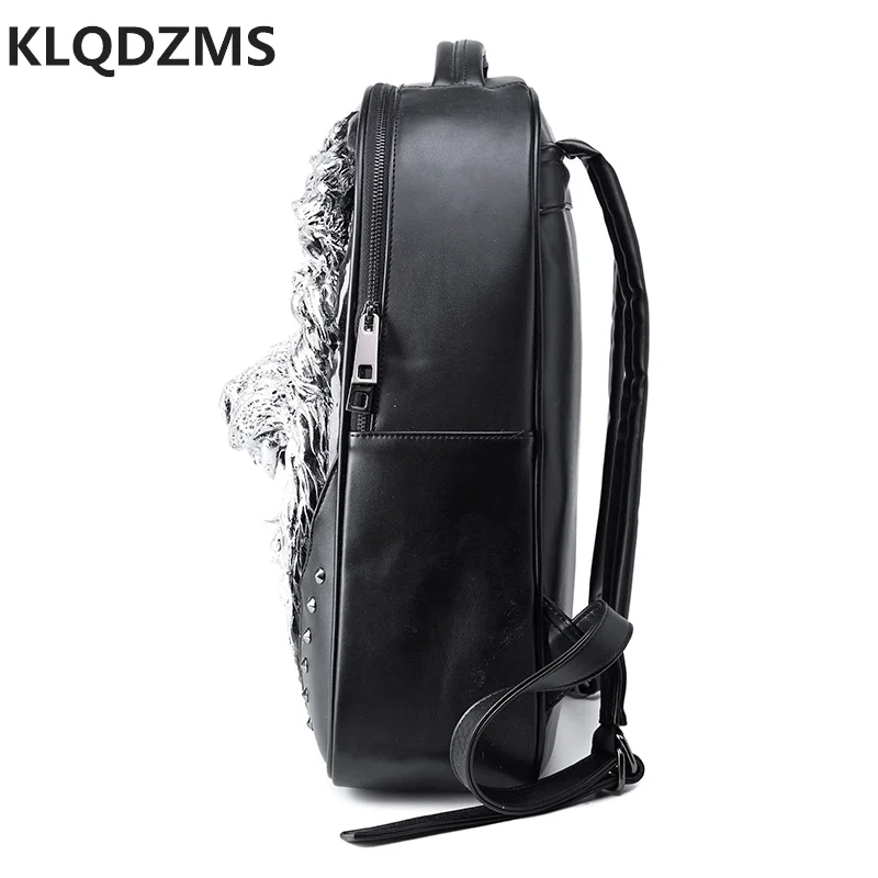 KLQDZMS Unique Men Lion Decorated Backpack Hip-Hop Style Women New Travel Shoulder Bag Durable Distinctive Laptop-Bag Hot Sell