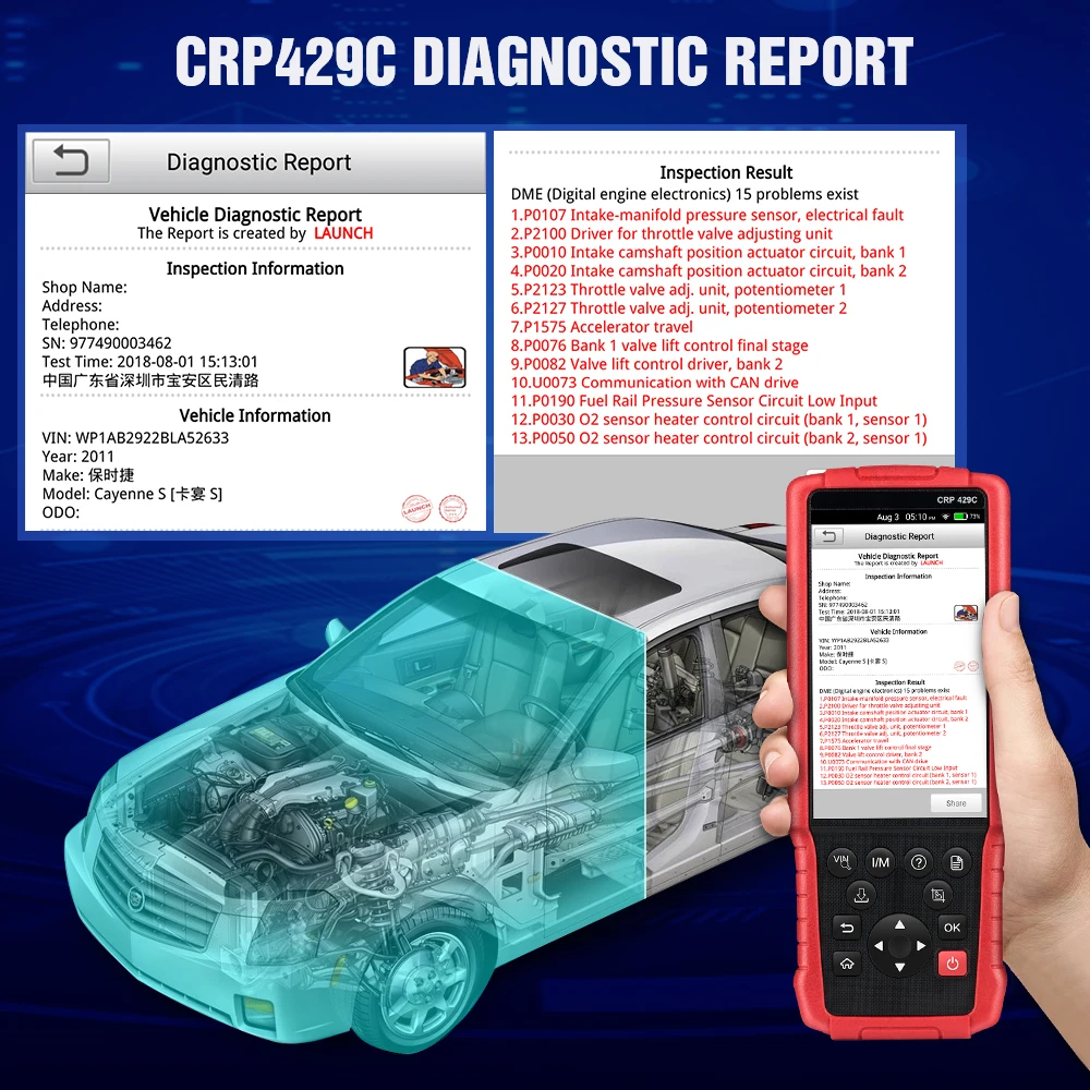 LAUNCH X431 CRP429C OBD2 диагностические инструменты launch CRP429 для двигателя/AT/ABS/сканер