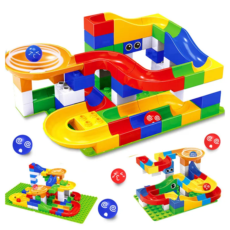 

52pcs DIY Construction Race Run Maze Balls Track Kids Children Gaming Building Blocks Toys Funnel Slide Big Building Brick
