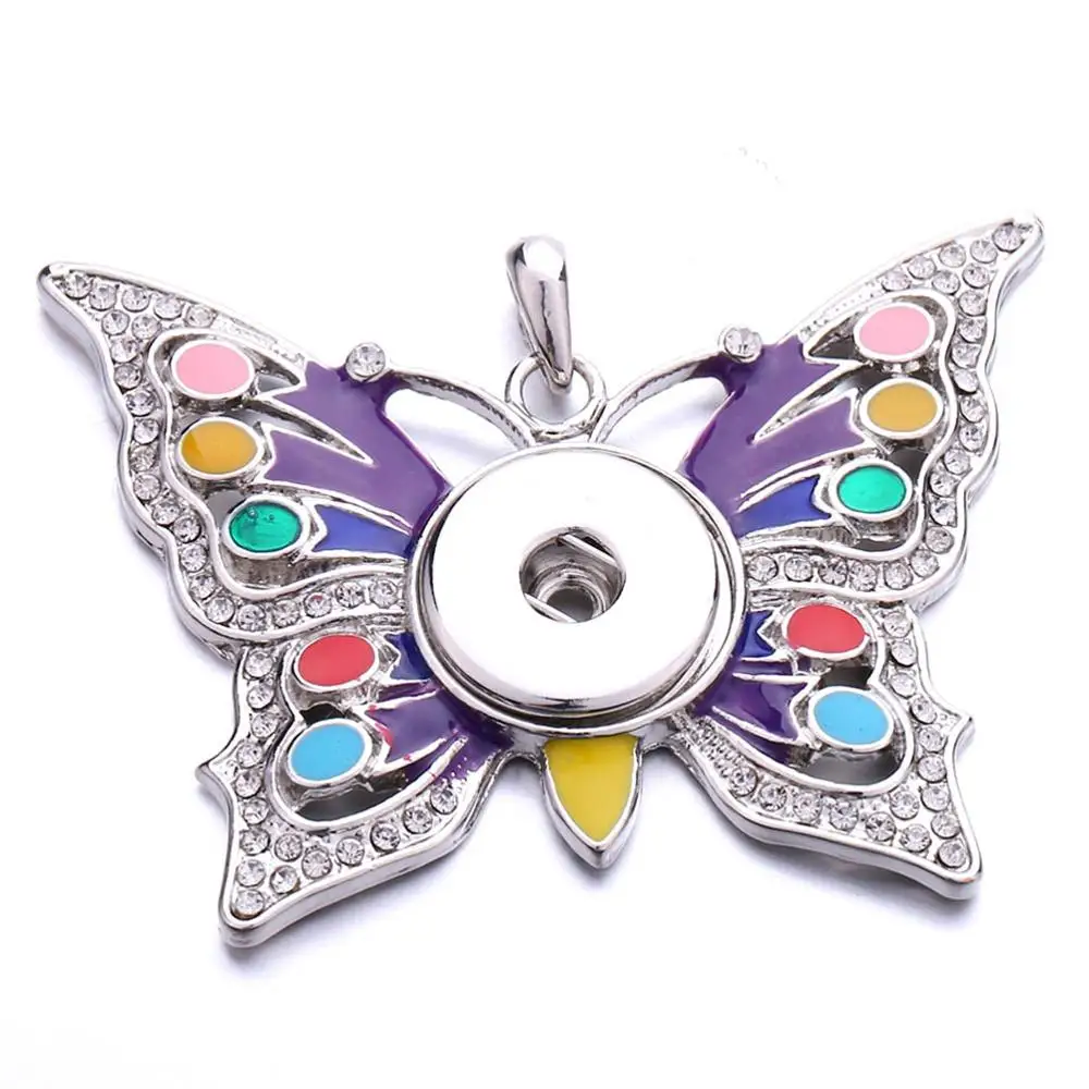 New Colorful Butterfly Snap Button Necklace Jewelry Fit 18mm Metal Buttons Pendant | Украшения и аксессуары