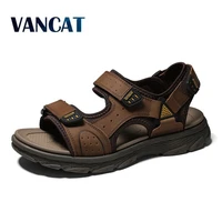 new mens sandals summer beach wading sandals comfortable men shoes genuine leather sandals soft outdoor men roman sandals 38 46