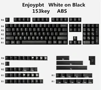 enjoypbt keycaps white on black 153 key abs material is suitable for most mechanical keyboards