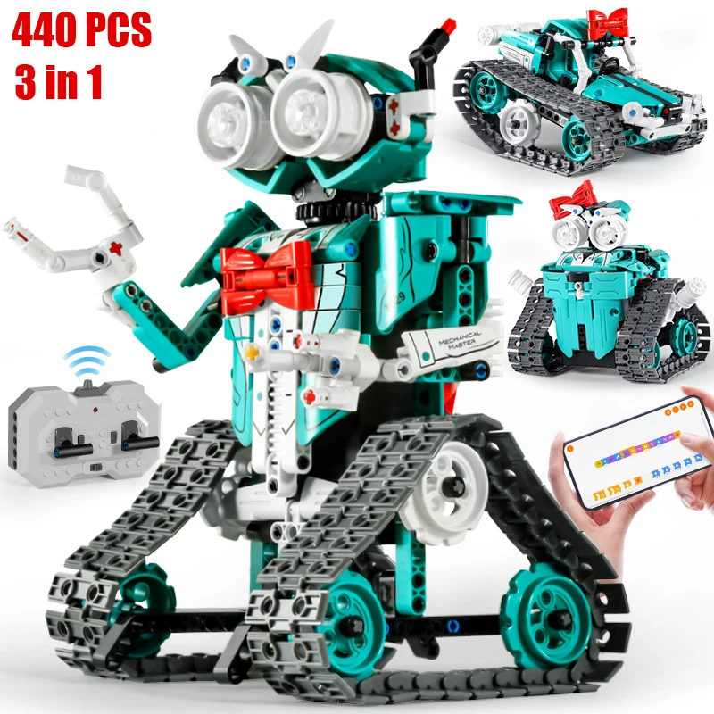 

3 in 1 City High-Tech RC Robot Building Blocks APP Programming Car Compatible Remote Control Bricks Toys For Children Boys Gifts