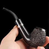 classic mini random engraved ebony smoking pipe filter tobacco pipe for gift boxed