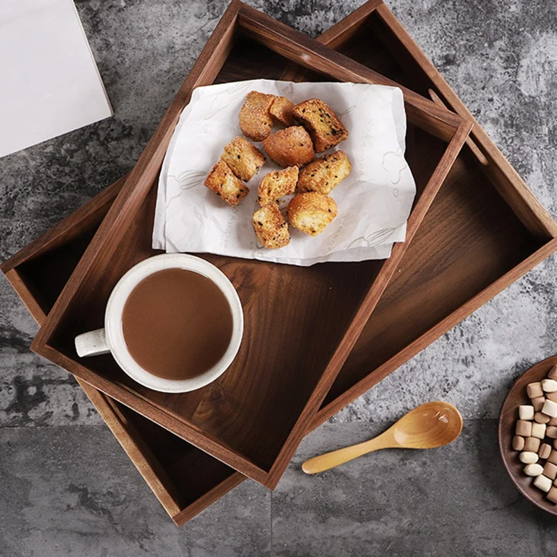 Черный орех ручной работы деревянный еда чай лоток ресторан обслуживающий