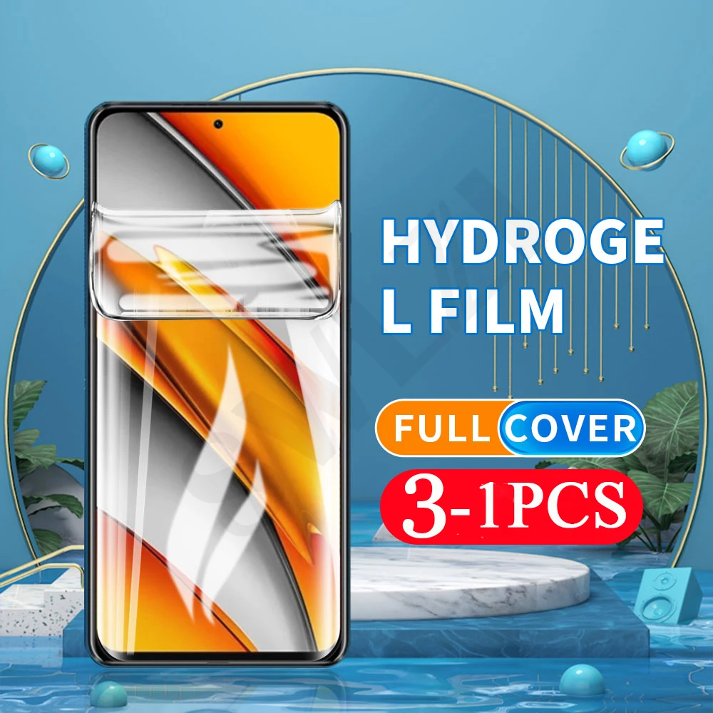 

3-1Pcs soft full cover for Xiaomi POCO M2 M3 X2 X3 pocophone F1 F2 pro F3 GT C3 hydrogel film phone screen protector Not Glass