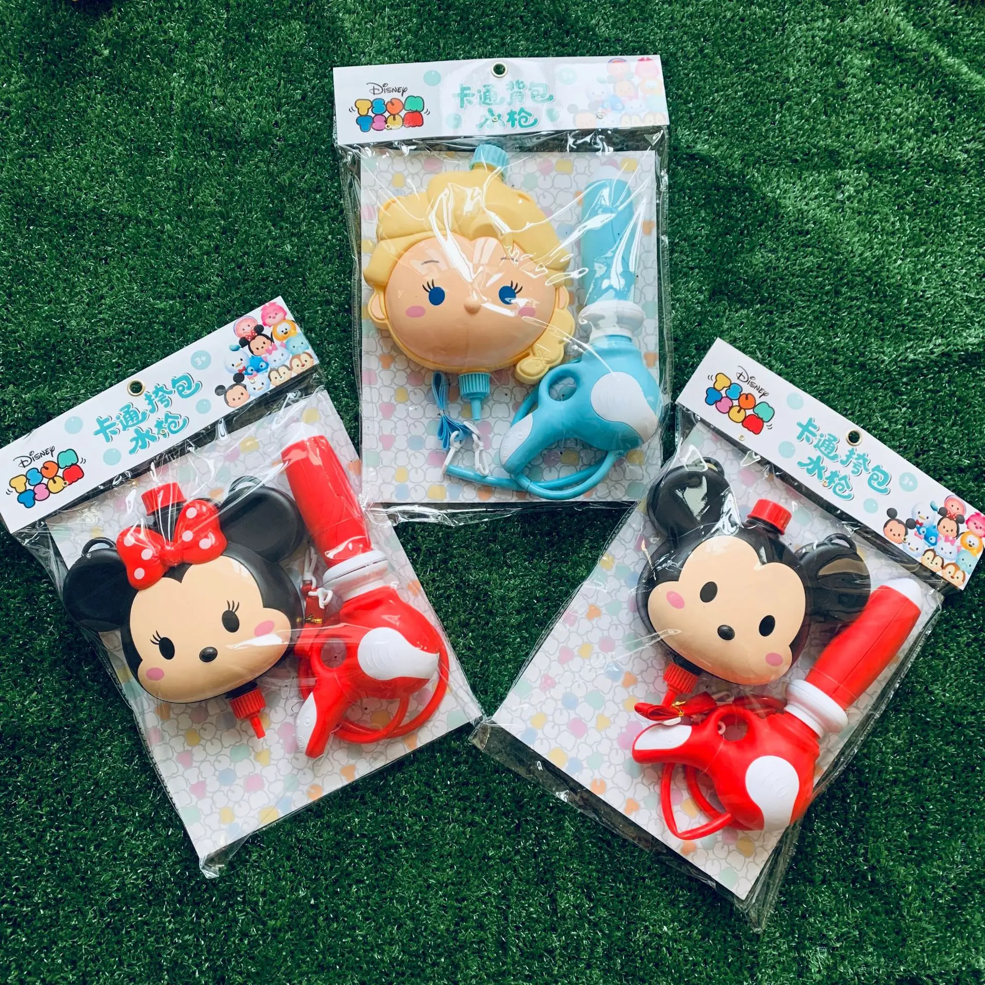 

Disney Mickey Minnie Elsa Figures Children Backpack Water Gun Toy Pull-out Net Celebrity Outdoor Water Fight Game Supplies Kids