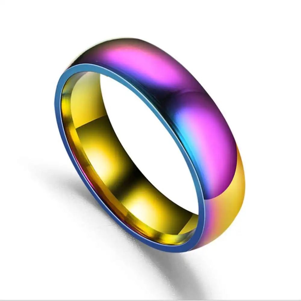 

Women Jewelry Titanium Steel Ring Mirror Polished colorful couple Rings sd006