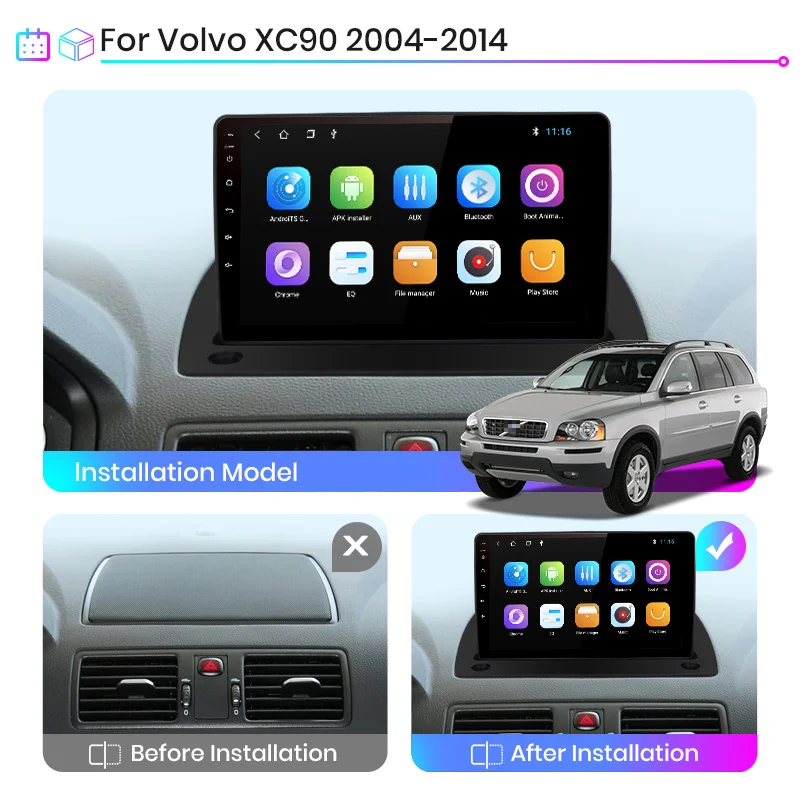 Junsun V1 2 + 32 ГБ Android 10 0 DSP для Volvo XC90 2004 2014 Автомагнитола мультимедийный видеоплеер
