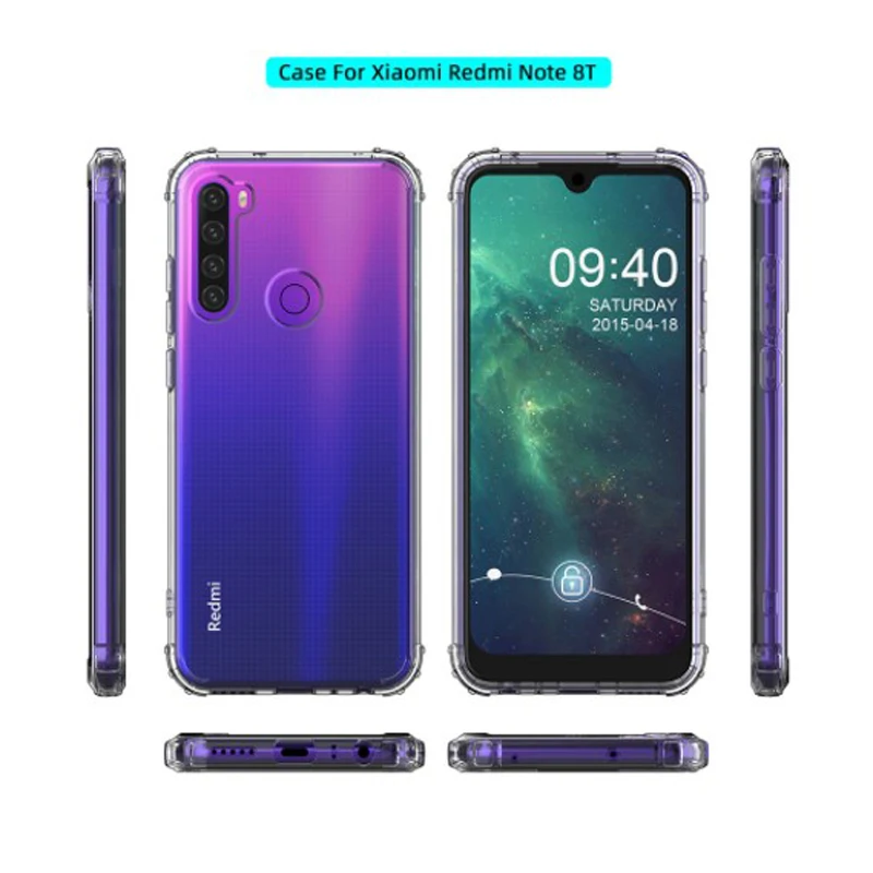 Для xiaomi redmi Note8T Чехол ударопрочный кристально прозрачный тонкий чехол для