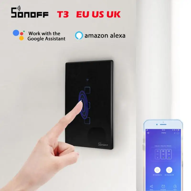 Настенный выключатель SONOFF TX Series T0 T1 T2 T3 для ЕС США Великобритании Wi-Fi приложения