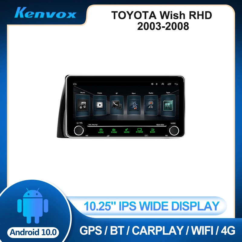 

Автомагнитола 2 din, 10,25 дюйма, IPS, Android, для TOYOTA Wish RHD 2003-2008