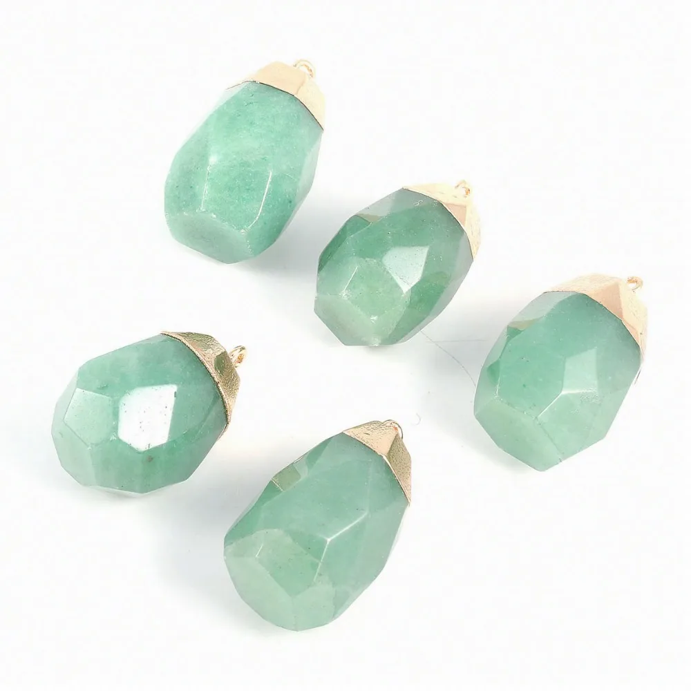Натуральный камень Асимметричный зеленый авантюрин Подвеска DIY браслет ожерелье