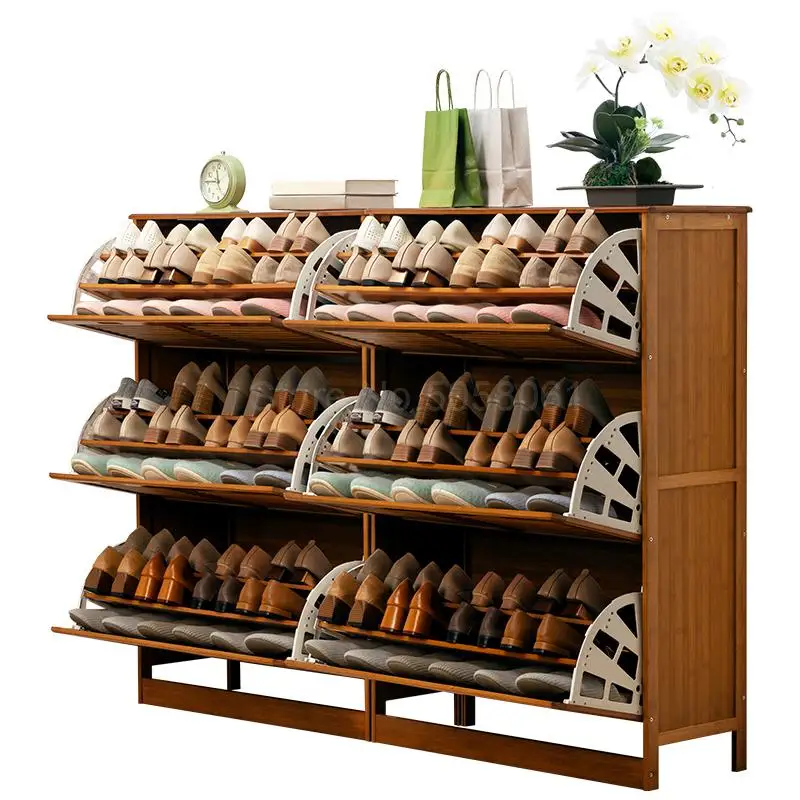 Многоуровневый домашний простой бамбуковый шкаф для обуви экономичная стойка