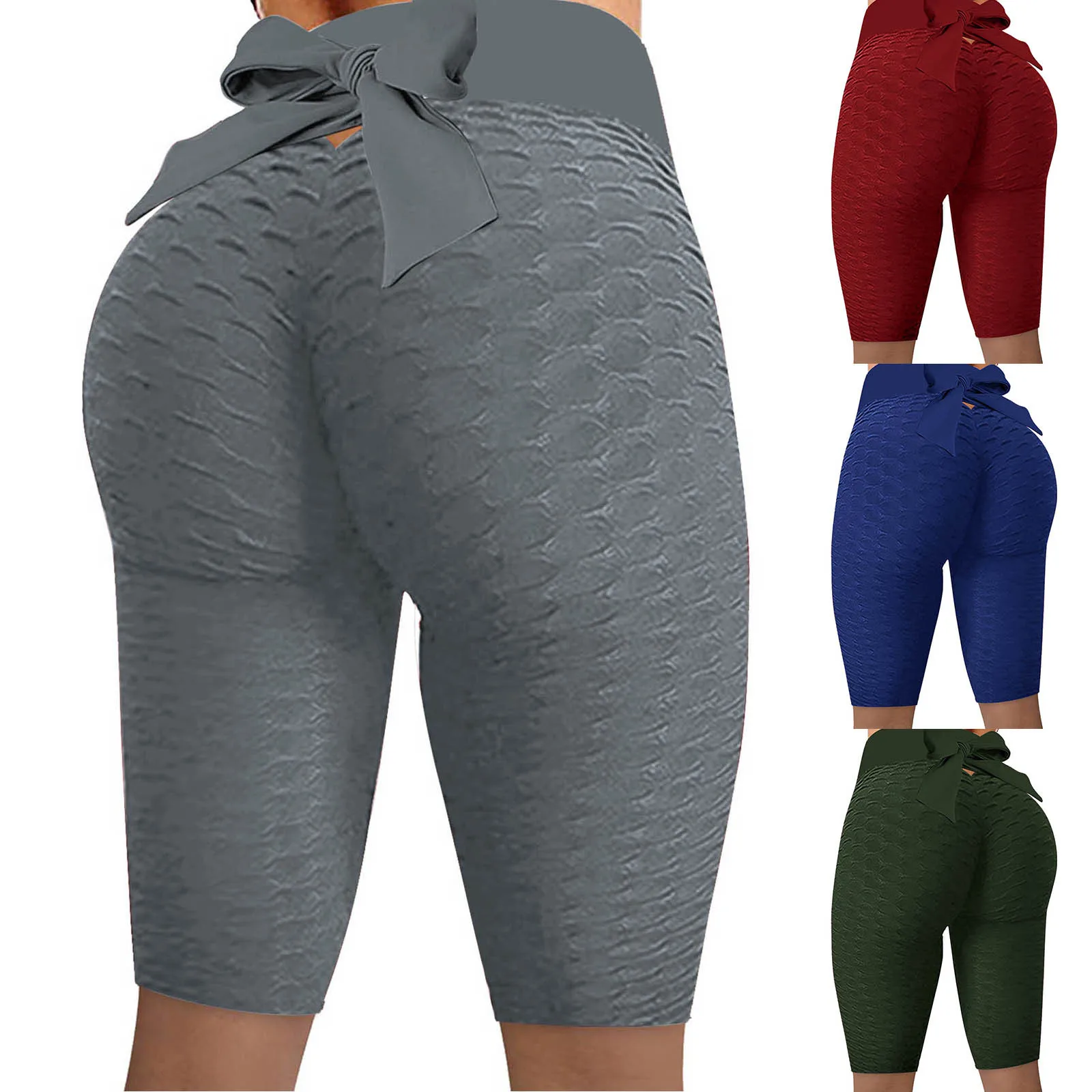 

Women's leggings Tight-fitting Skinny Buttocks Lifting Fitness Solid Yoga Shorts pantalon femme Bowknot leggings sports Shorts