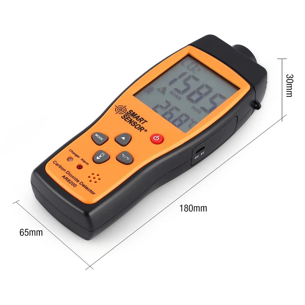 

Smart Sensor AR8200 CO2 Carbon Dioxide Air Quality Monitor Analyzer Temp Temperature Thermometer Tester Gas Detector Meter