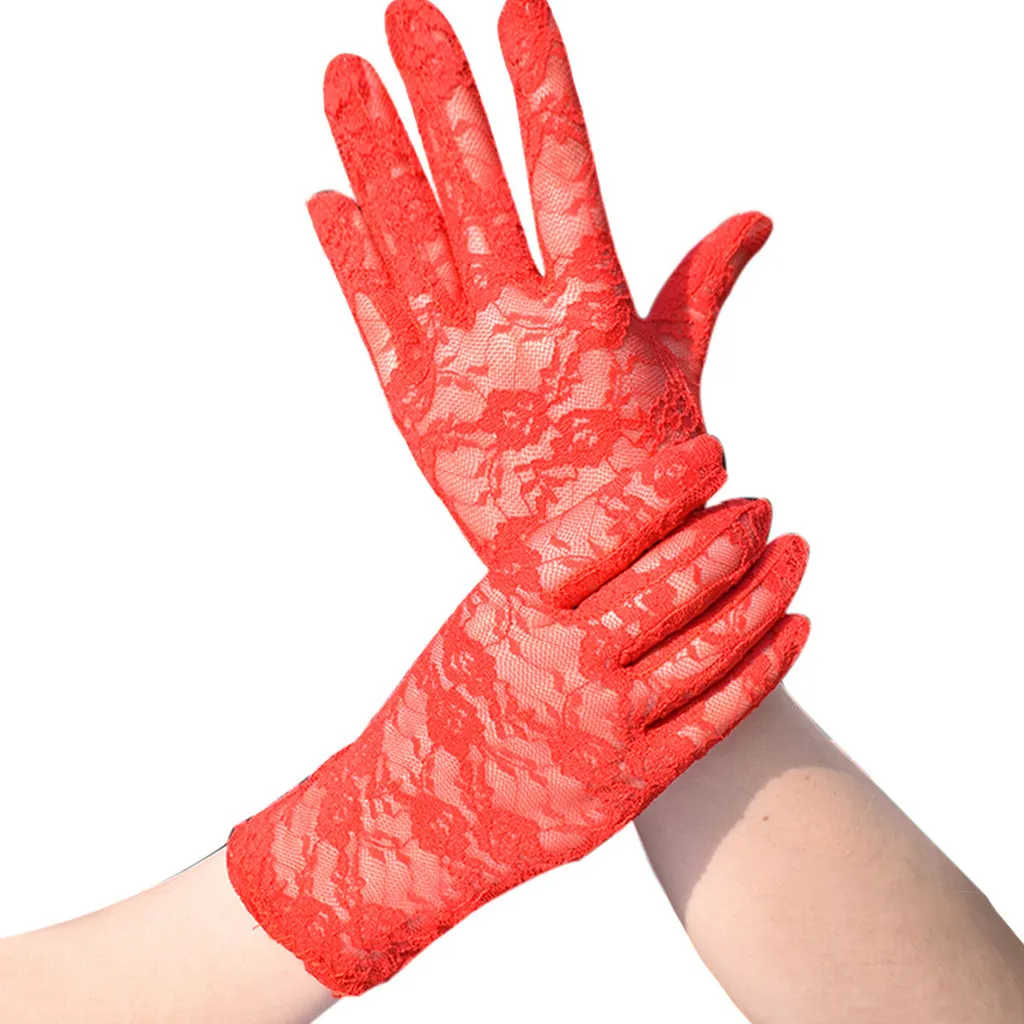 

Outdoor UV protection cycling touch screen lace breathable gloves women