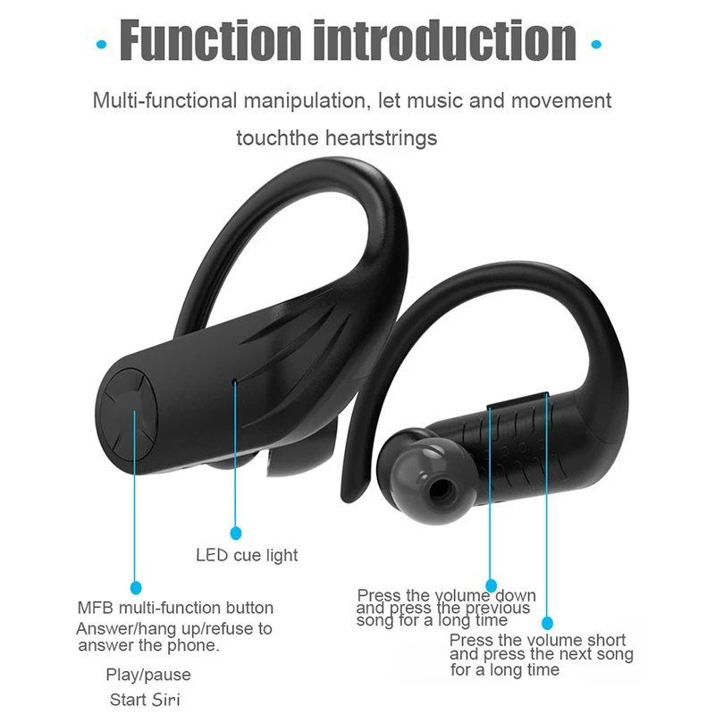 Наушники-вкладыши TWS с светодиодный Bluetooth 5 0 наушники спортивные Фитнес